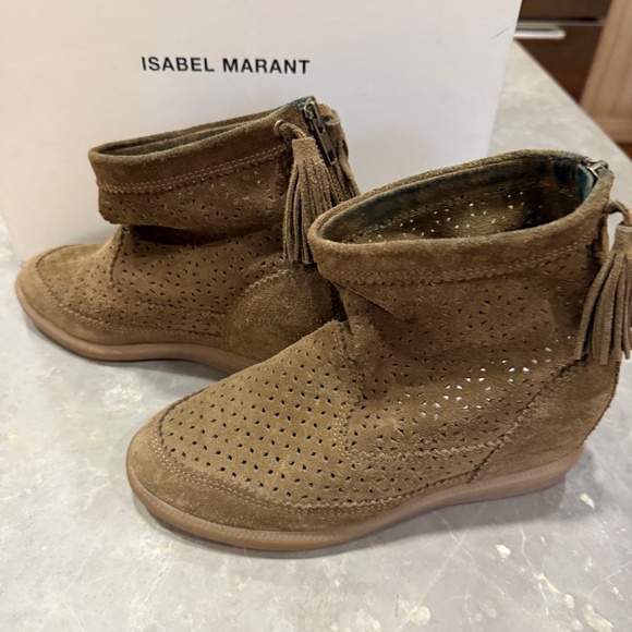 Isabel Marant Beslay Suede Tassel Wedge Ankle Boot, 37 - Picture 10 of 13